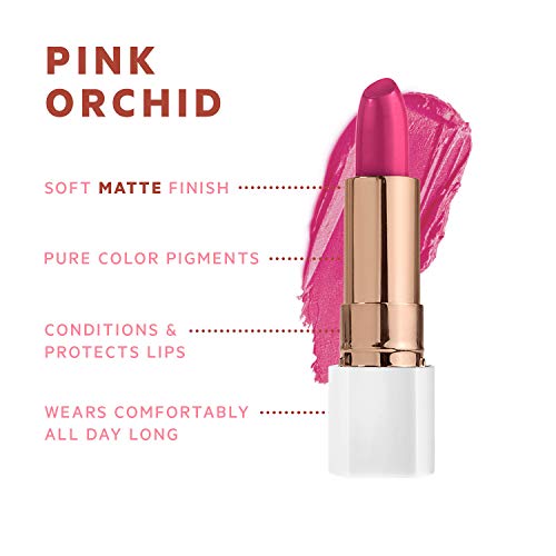 FLOWER BEAUTY By Drew Barrymore Petal Pout Lipstick - Nourishing + Highly Pigmented Lip Color - Infused with Antioxidants (Pink Orchid)