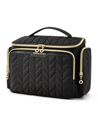 BAGSMART Large Travel Toiletry Bag with Waterproof Pocket - Black