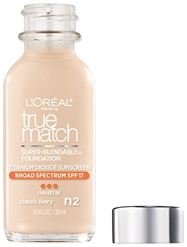 L'Oreal Paris Makeup True Match Super-Blendable Liquid Foundation, Classic Ivory N2, 1 Fl Oz,1 Count