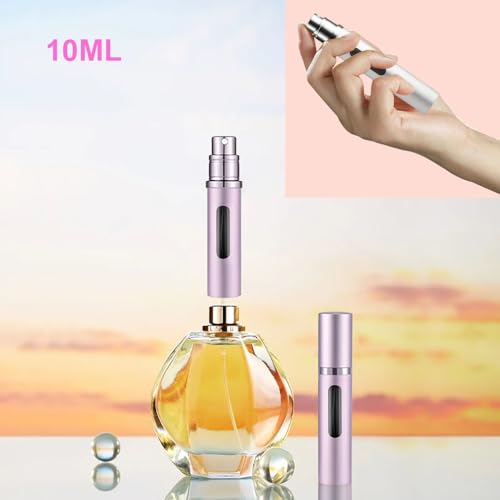 3-Pack 10ml Refillable Travel Perfume Atomizer, Leakproof Bottom-Fill Spray Bottle, Compact Reusable Fragrance Dispenser for Women Men Gift (Black+Blue+Gray)