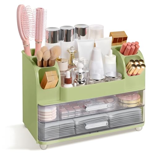 Makeup Organizer with 2 Drawers and 6 Brush Holders