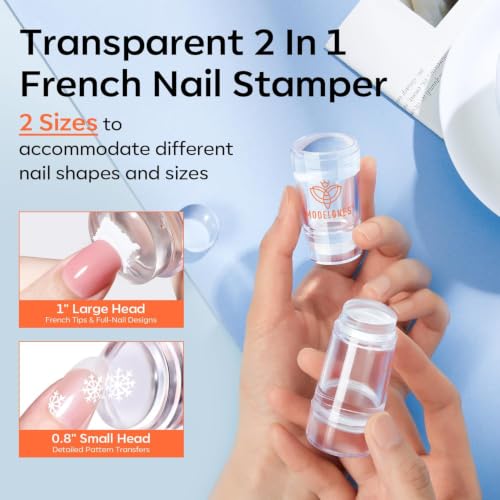 modelones French Tip Nail Stamper Kit 6Pcs with Variations B-Clear-1