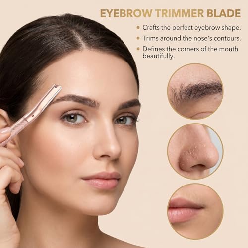 Eyebrow Razor for Women with 10 Refill Blades - Dermaplaning Face & Eyebrow Tool