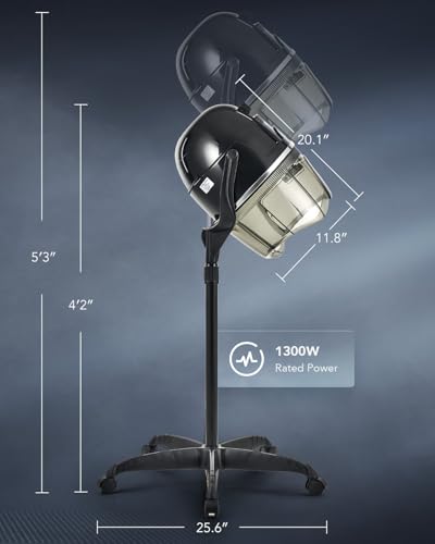Professional Hooded Hair Dryer with Stand - Adjustable Height