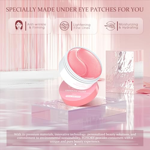 YOYORY Under Eye Patches Masks for Dark Circles & Wrinkles - Hydrating Collagen & Hyaluronic Acid, 60 Pcs