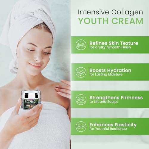 Retinol Cream with Collagen & Hyaluronic Acid - Face Moisturizer for Women and Men - Reduces Wrinkles, Fine Lines and Dryness - 1.7 oz