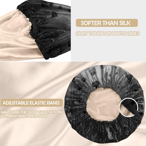 Satin Sleep Hair Bonnet for Women - Double Layer Elastic Adjustable Reusable