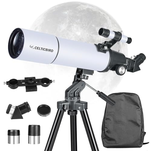 Celticbird Telescope for Adults High Powered, 80mm Aperture 600mm Telescopes for Adults Astronomy, Travel Telescopio for Beginners with AZ Mount, Backpack, Phone Adapter, Moon Filter