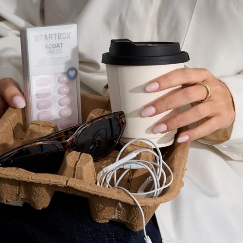 BTArtbox Extra Short Almond Press On Nails Kit, Nude Pink (32 Pcs)