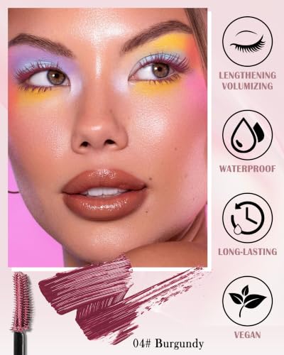 Lestpola Burgundy Waterproof Tubing Mascara - Volumizing & Lengthening Eyelash Makeup