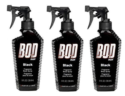 Bod Man Black Men's Body Spray Pack of 3 - 8 Oz Each, Masculine Fragrance