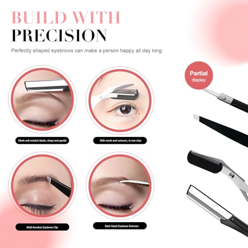 8-Piece Eyebrow Grooming Kit with Tweezers & Scissors