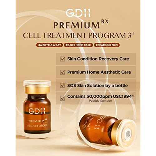 GD11 Premium Rx Cell Exosome Treatment | Premium Home Aesthetic Skin Care Set for Skin Regeneration Serum | Anti-Wrinkle and Anti-Aging Face Ampoule for Elasticity Care, 3 Pairs (0.1oz. + 0.2 fl.oz.)