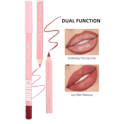 12Pcs Matte Lip Liner Pencil Set,Waterproof Creamy Lip Liner,High Pigmented Non-Stick Cup,Plumping Lip Definer Pencil Lipstick Set,Long-Lasting Smooth and Smudge-proof Natural Lip Pencils Gift