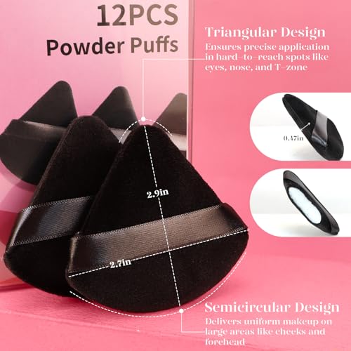 BEAKEY Triangle Powder Puff 12-Pack | Velvet Makeup Sponges