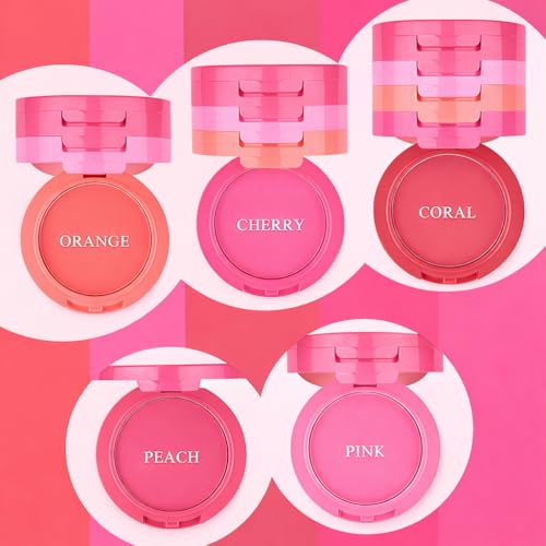 5 Color Blush Palette with Mirror & Brush - Pigmented Powder