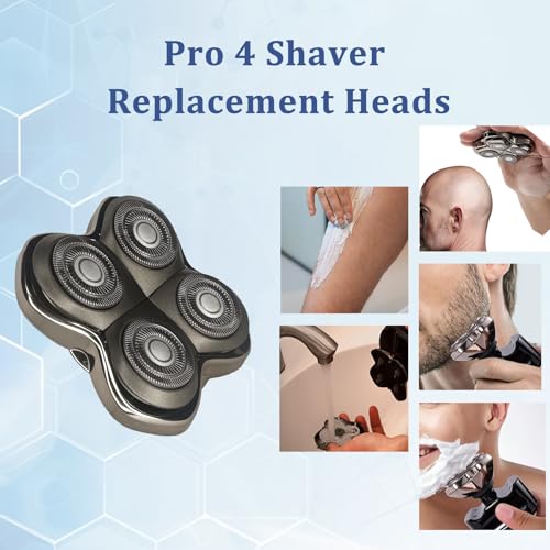 Ruixin Pro 4Head Replacement Blade fit for SKull PitBulls Gold PRO, Silver PRO, Platinum PRO, Butterfly Kiss PRO Head Shavers, German Stainless Blades, Floating 4 Heads for a Fast(3Pack)