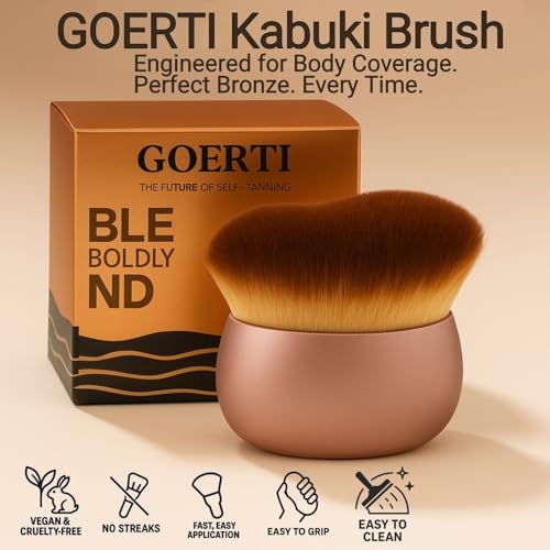 Self Tanner Brush ? Extra Large Kabuki Applicator for Self Tanning, Sunless Tanning & Body Foundation | Streak-Free Arc Design for Flawless Full Coverage on Legs, Arms, Back, Chest, Face & Feet