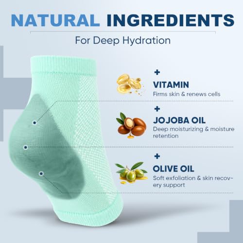 Moisturizing Gel Heel Socks - 2 Pairs for Cracked Feet