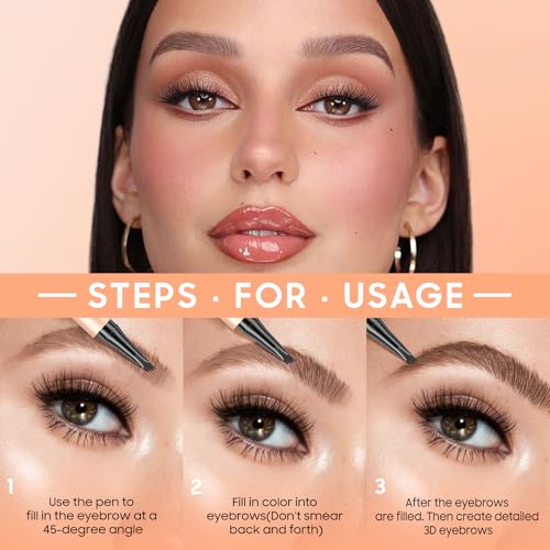Eyebrow Pen with 4-Point Micro Tip - Waterproof, Light Brown