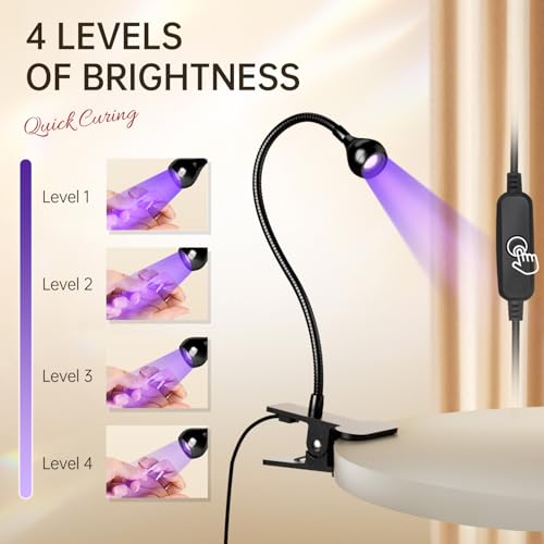 AORAEM LED Nail Lamp - USB Powered Gel Curing Light with Gooseneck Clamp