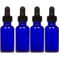 Earthborn Elements Cobalt Glass Bottles with Eye Droppers (1 oz, 4 pk) For Essential Oils, Colognes & Perfumes
