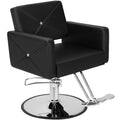 AWEPOPI Simple Black Hydraulic Salon Chair - Heavy-Duty, 360° Swivel, Wide Seat for Hairdressing & Barbershops