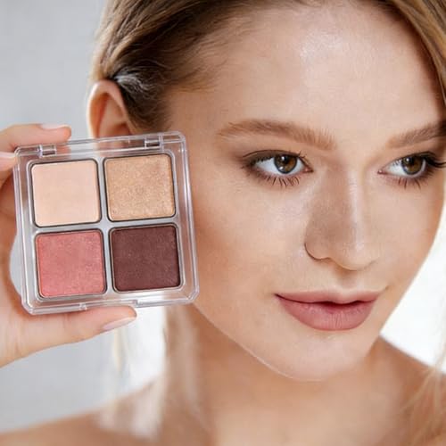 4-Piece Empty Eyeshadow Palette with Clear Grid Design