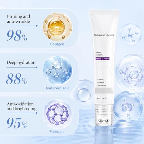 MACEG Lumé Neck Firming Cream with 5-Roller Applicator - Anti-Aging Collagen Lift