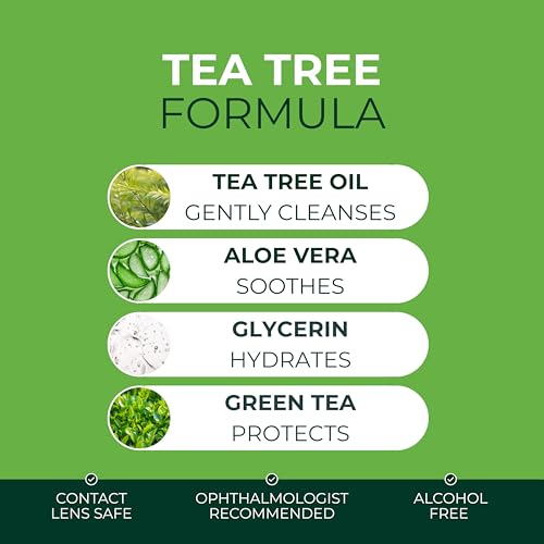 NOVEHA 60PC Tea Tree Oil Eyelid Wipes with Hyaluronic Acid