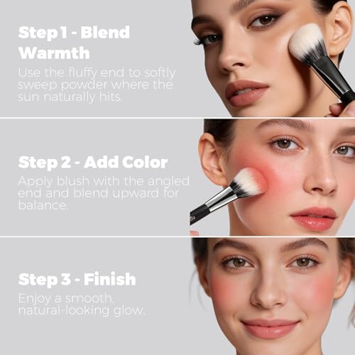 Raffaello Angled Contour & Blush Makeup Brush - Soft Synthetic Face Brush for Liquid, Cream & Powder Products