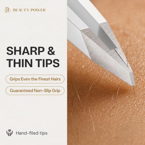Beauty Power Slant Tip Precision Tweezers - Stainless Steel
