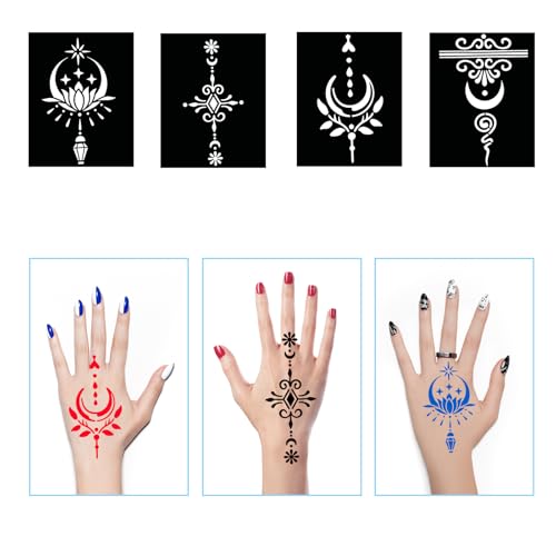 Henna Tattoo Stencils Kit, 16 Sheets for Hands & Body