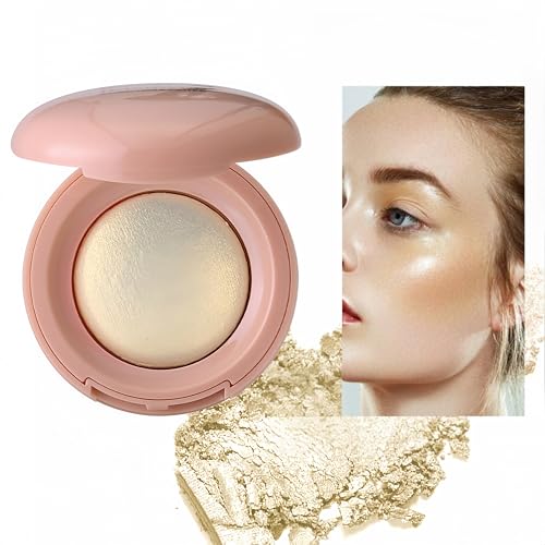 MAEPEOR Baked Highlighter Buildable Lightweight Natural Look Baked Highlighter Powder Palette, Highlight Face for a Shimmery or Matte Finish (Color 02)