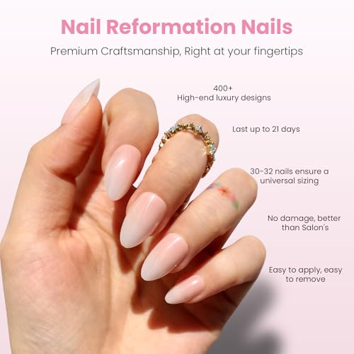 Nail Reformation Press On Nails - Ombre Pink Almond 32 Piece Kit