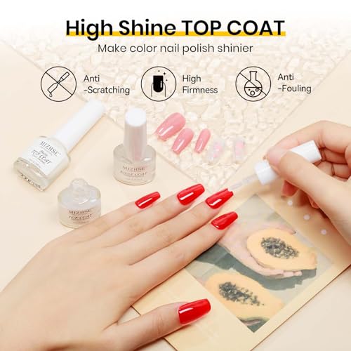 MIZHSE Quick Dry Base & Top Coat Set – Clear Nail Polish for Fast Air-Dry