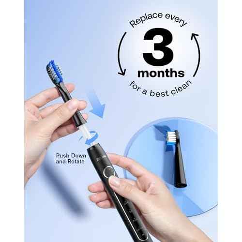 Bitvae D2 Electric Toothbrush Replacement Heads, Sonic Toothbrush Heads Refills, 2 Types of Cleaning Style, 5 Pack, Black