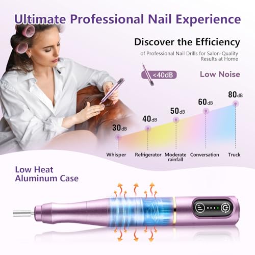 TUOBEO Cordless Electric Nail Drill Kit - Portable 20,000 RPM Efile Set