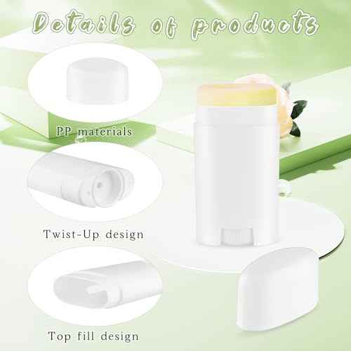 18 Pack 1.7oz Empty Deodorant Containers Top-Fill DIY Deodorant Tubes Refillable Plastic Cosmetic Containers For Deodorant Lip Balm Aromatherapy Etc.