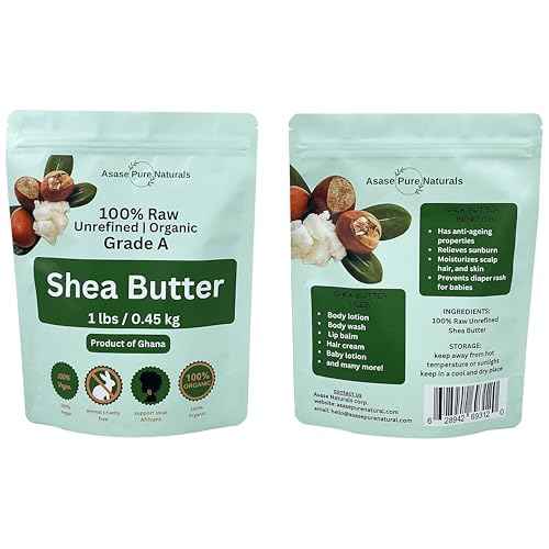 Asase Pure Naturals, Shea butter, 1 lbs, Raw, Unrefined, Grade A, Hand made, Ivory, Ghana Africa, Great for Hair, Skin, Nourish and moisturize, Body butter