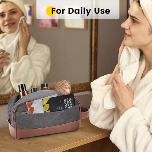 Vorspack Grey Canvas Toiletry Bag - Water Resistant Travel Organizer