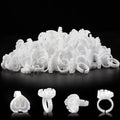 200PCS Disposable Plastic Glue Rings for Eyelash Extensions, used for eyelash extension surgery, nail art glue cups, makeup items required for eyelash extension (white)