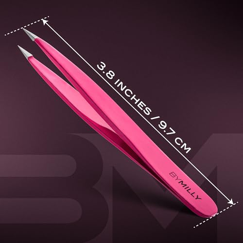 By MILLY Pointed Tweezers - High Carbon Stainless Steel Precision Hair Removal