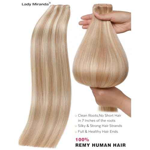 LADY MIRANDA Double Weft Invisible Hair Extensions Real Human Hair Butterfly Genius Hand Tied Weft Hair Extensions Human Hair 100% Remy 18 Inch 100g Seamless Genius Twin Tab Remy Human Hair (18/60)