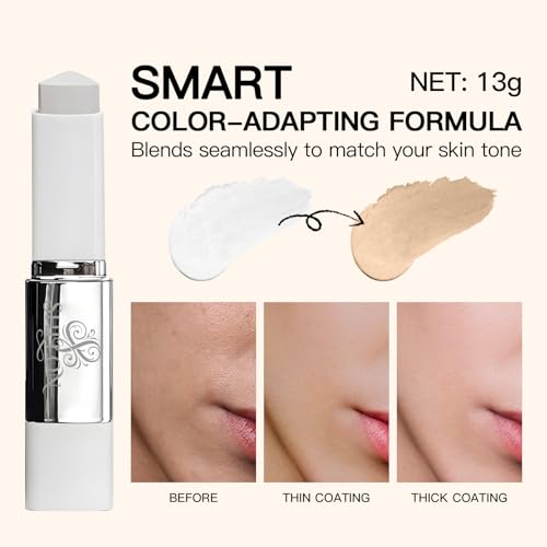 Color Changing Foundation Stick with Dual Brush – Hydrating Full Coverage Base Makeup