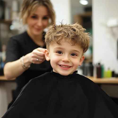Barber Cape 63"x57" Hair Salon Capes Professional Hair Cutting Cape Black Waterproof Haircut Cape with Adjustable Snaps 8Pack