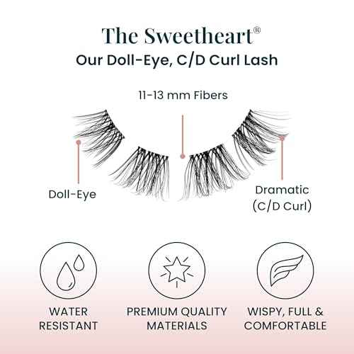 Sweetheart Doll-Eyed Lash Clusters for Women, Salon Quality At Home Eyelashes Extension Kit, 6 Lash Sets, No Lash Glue Included