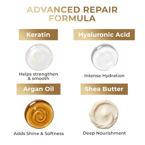 VAO Deep Conditioning Hair Mask - Hydrating Repair Treatment for Damaged Hair with Argan Oil & Shea Butter