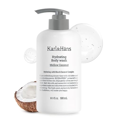 Karl&Hans Hydrating Body Wash ? Refreshing Cleanser with Coconut-Derived Moisturizers, RICERA PDRN & Ceramide Complex, Pump Dispenser for Daily Ease (16.9 Fl Oz(Pack of 1), Coconut)