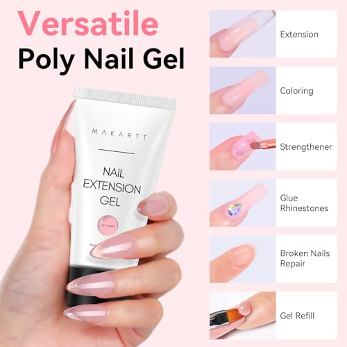 Makartt Poly Nail Gel Builder 50ml - Natural Pink Extension & Sculpting Gel